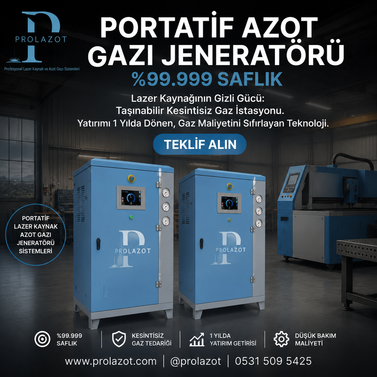 Lazer Kaynak Makinesi Azot Gazı Üretim Sistemi